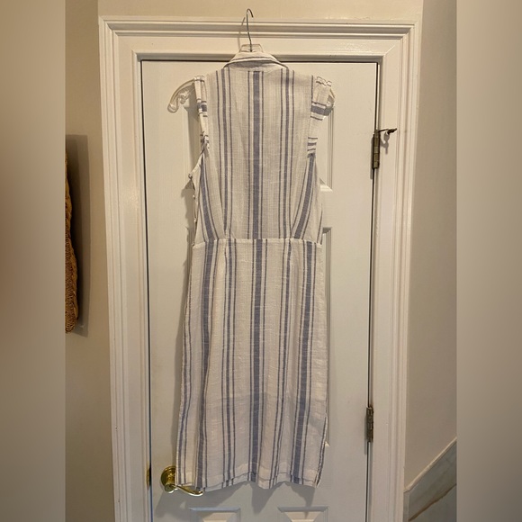 olive +oak blue and white striped lined linen dress. - Picture 3 of 3